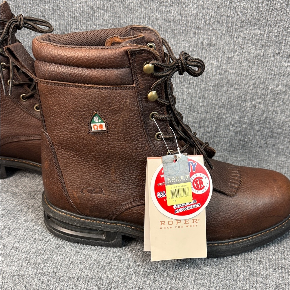 ROPER Work Boots Mens Tumbled Leather Lace Brown Size 12EE